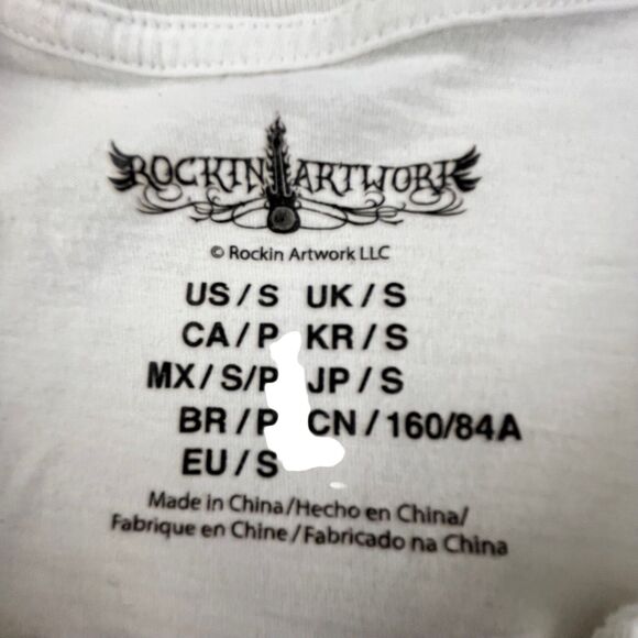 Jimi Hendrix T-shirt  Small Lace Up Short Sleeve Graphic Rockin Artwork White - Picture 7 of 11